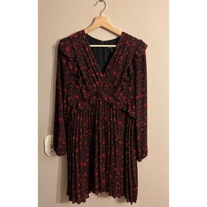 Express Rose Print Long Sleeve Dress
